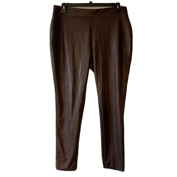 ashley stewart 18 20 Plus Size Faux Leather Leggings Brown - Picture 1 of 3